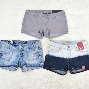 Y2K Rue 21 Low Rise Denim Micro Mini Jean Shorts Size 1 Lot 2000s